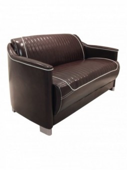 Banquette d'attente BOMBAY JACQUES SEBAN 2 places marron