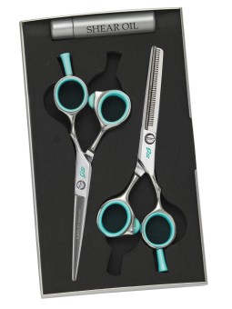 Ciseaux de coiffure + sculpteur FASHION HAIRCUT taille 5'5 bleu turquois