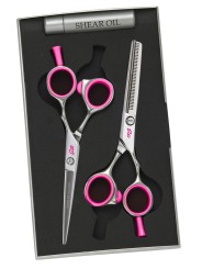 Ciseaux de coiffure + sculpteur FASHION HAIRCUT taille 5'5 rose fuchsia