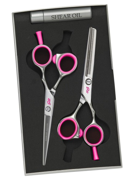 Ciseaux de coiffure + sculpteur FASHION HAIRCUT taille 5'5 rose fuchsia