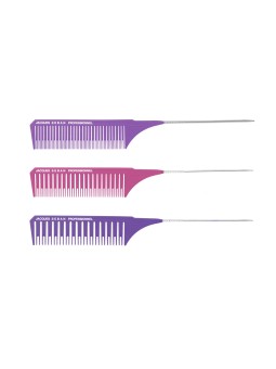 Peignes à queue mèches, balayages et reflets roses x3