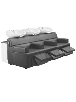 Bac à shampoing PARADISE 3 places JACQUES SEBAN marron sans repose-jambes