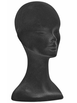 Tête porte perruque floquée JACQUES SEBAN velour noir