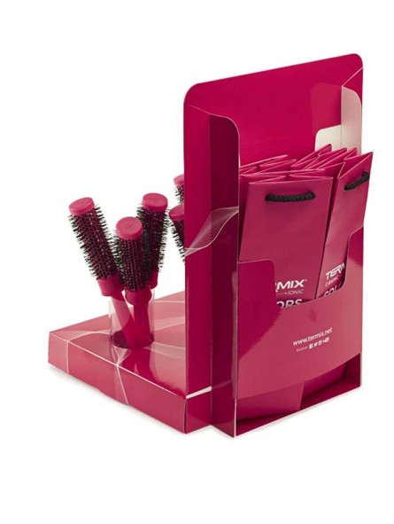 Présentoir de 9 brosses CERAMIC fuchsia TERMIX