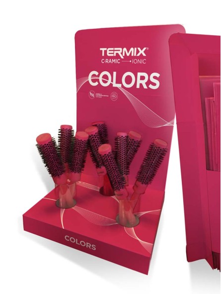 Présentoir de 9 brosses CERAMIC fuchsia TERMIX