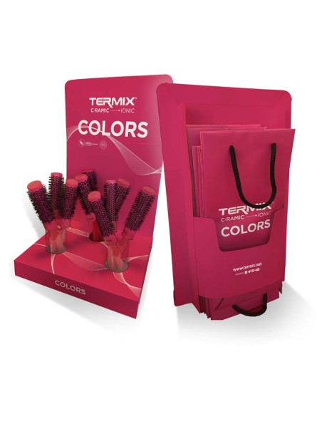 Présentoir de 9 brosses CERAMIC fuchsia TERMIX