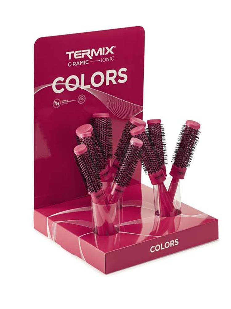 Présentoir de 9 brosses CERAMIC fuchsia TERMIX