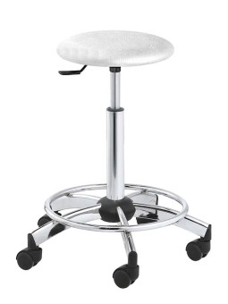 Tabouret de coiffure pied cerclé BEAUSOLEIL JACQUES SEBAN blanc