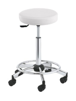 Tabouret de coiffure pied cerclé MONTE-CARLO JACQUES SEBAN blanc