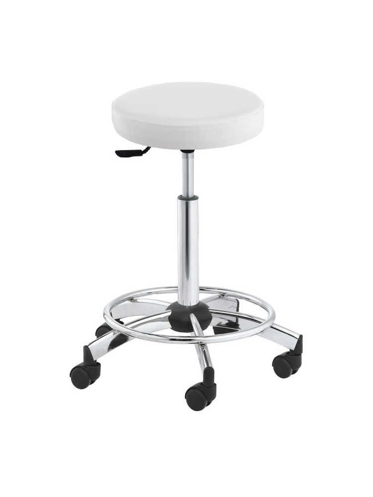 Tabouret de coiffure pied cerclé MONTE-CARLO JACQUES SEBAN blanc