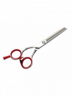Ciseaux de coiffure sculpteur gaucher FASHION HAIRCUT rouge 40 dents