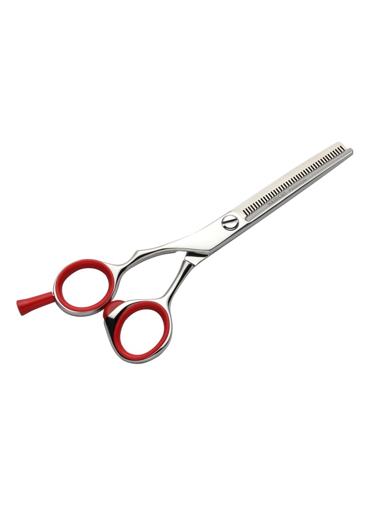 Ciseaux de coiffure sculpteur gaucher FASHION HAIRCUT rouge 40 dents